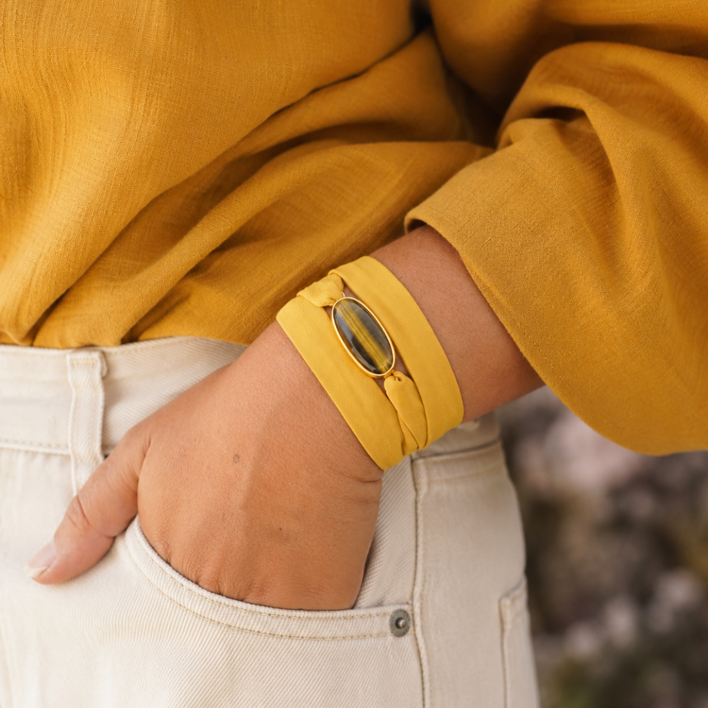 Maria Olho de Tigre — Pulseira Ajustável com Pedra Natural