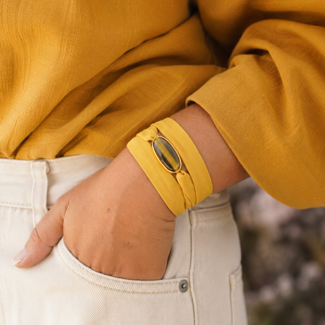 Maria Olho de Tigre — Pulseira Ajustável com Pedra Natural