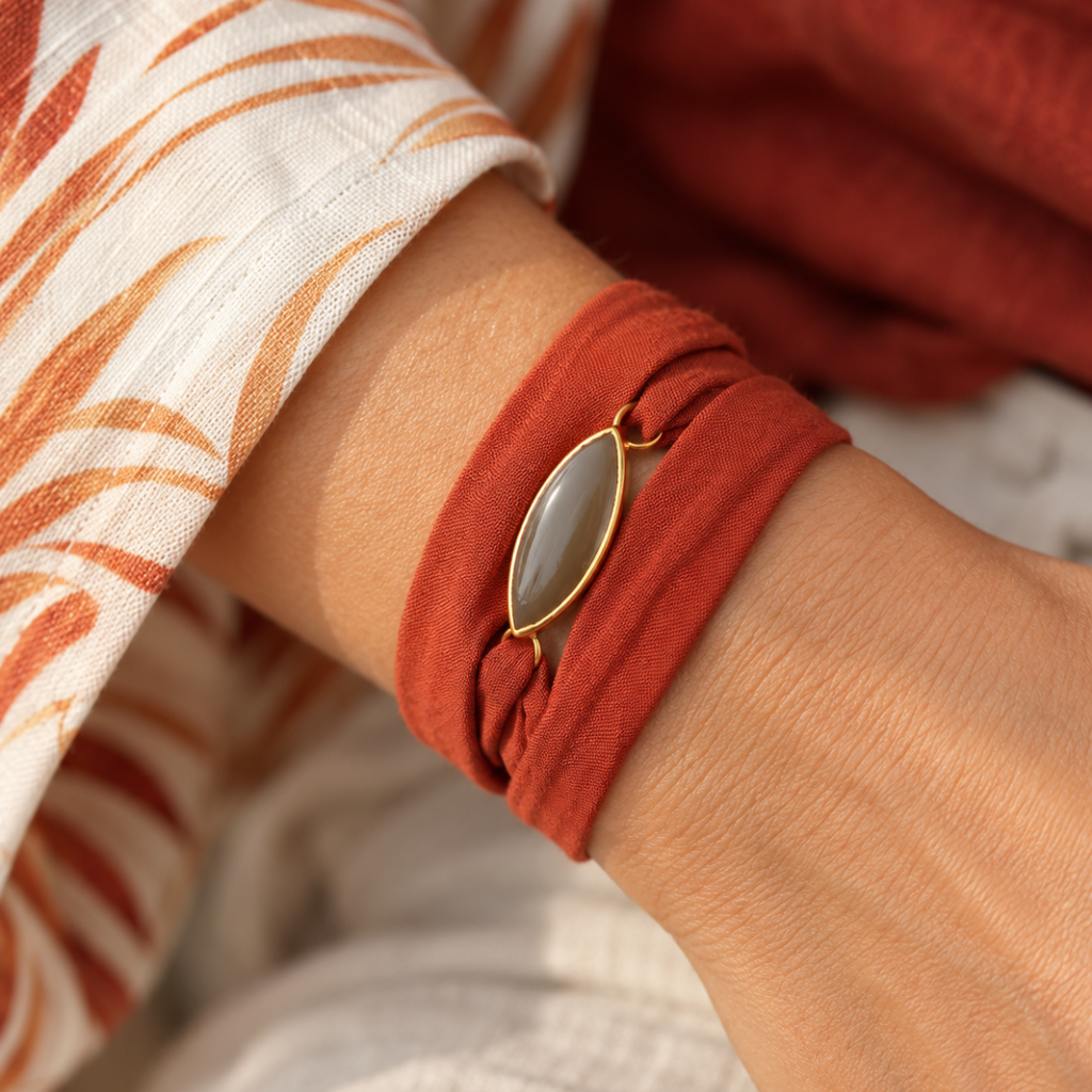 Maria Lua | Pulseira Ajustável com Pedra da Lua Natural
