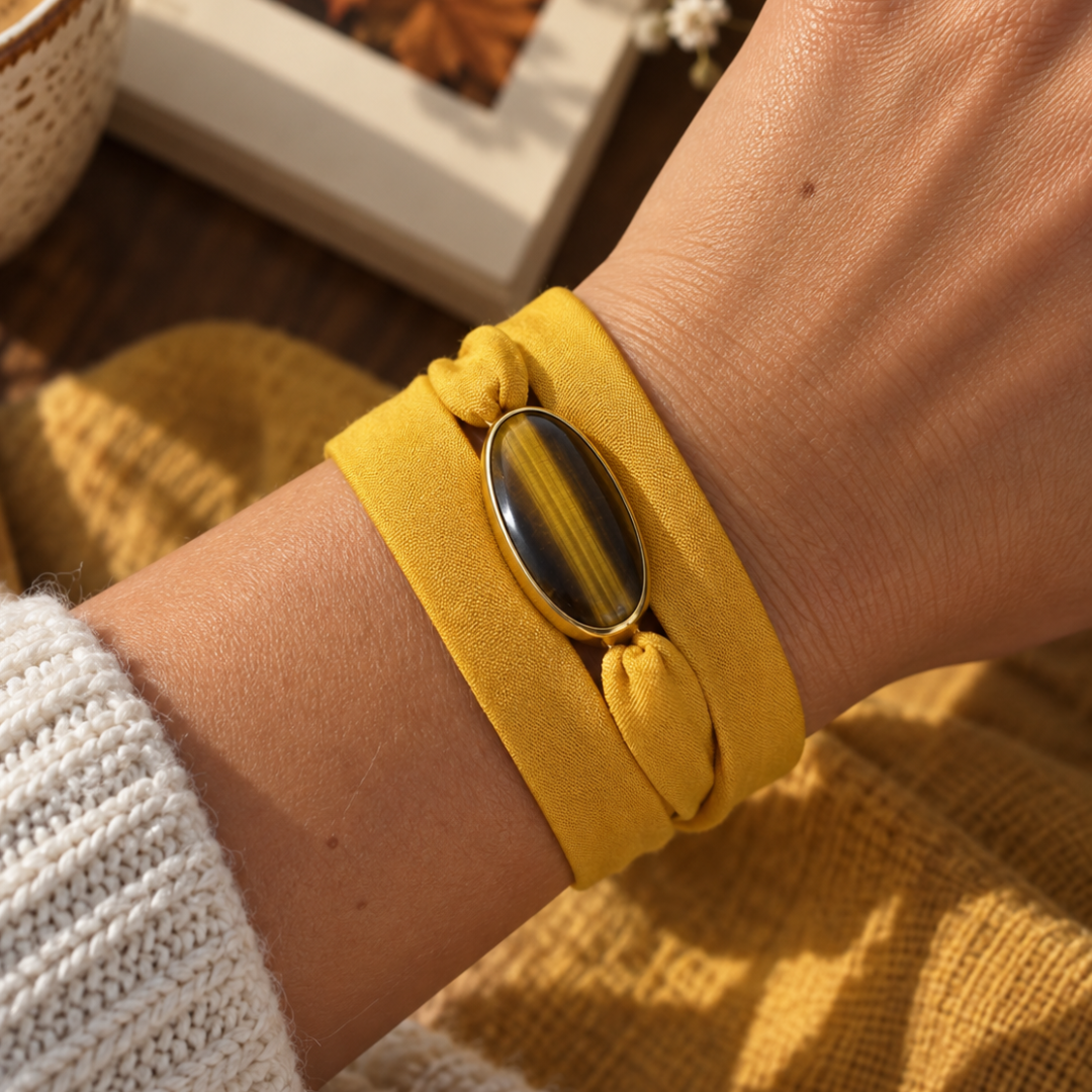 Maria Olho de Tigre — Pulseira Ajustável com Pedra Natural