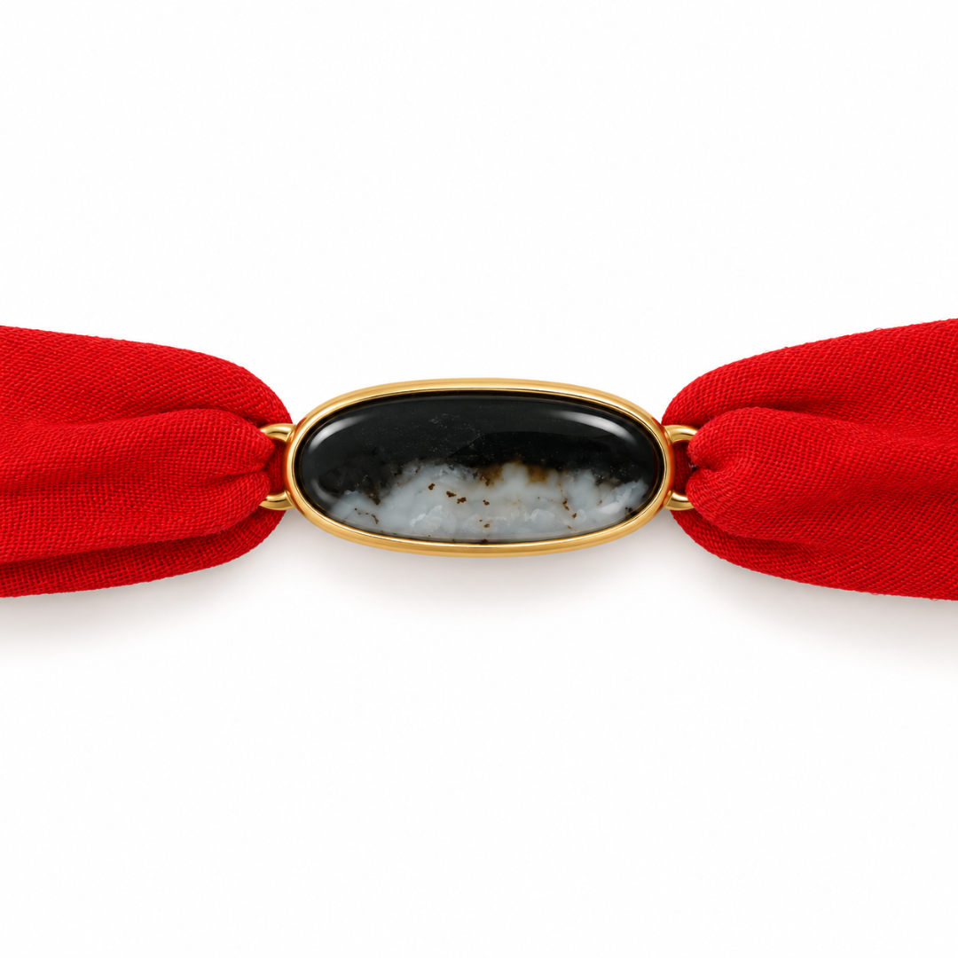 Maria Ágata Negra — Pulseira Ajustável com Pedra Natural