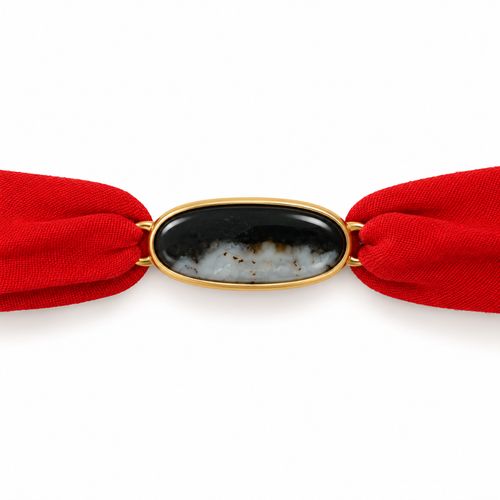 Maria Ágata Negra — Pulseira Ajustável com Pedra Natural
