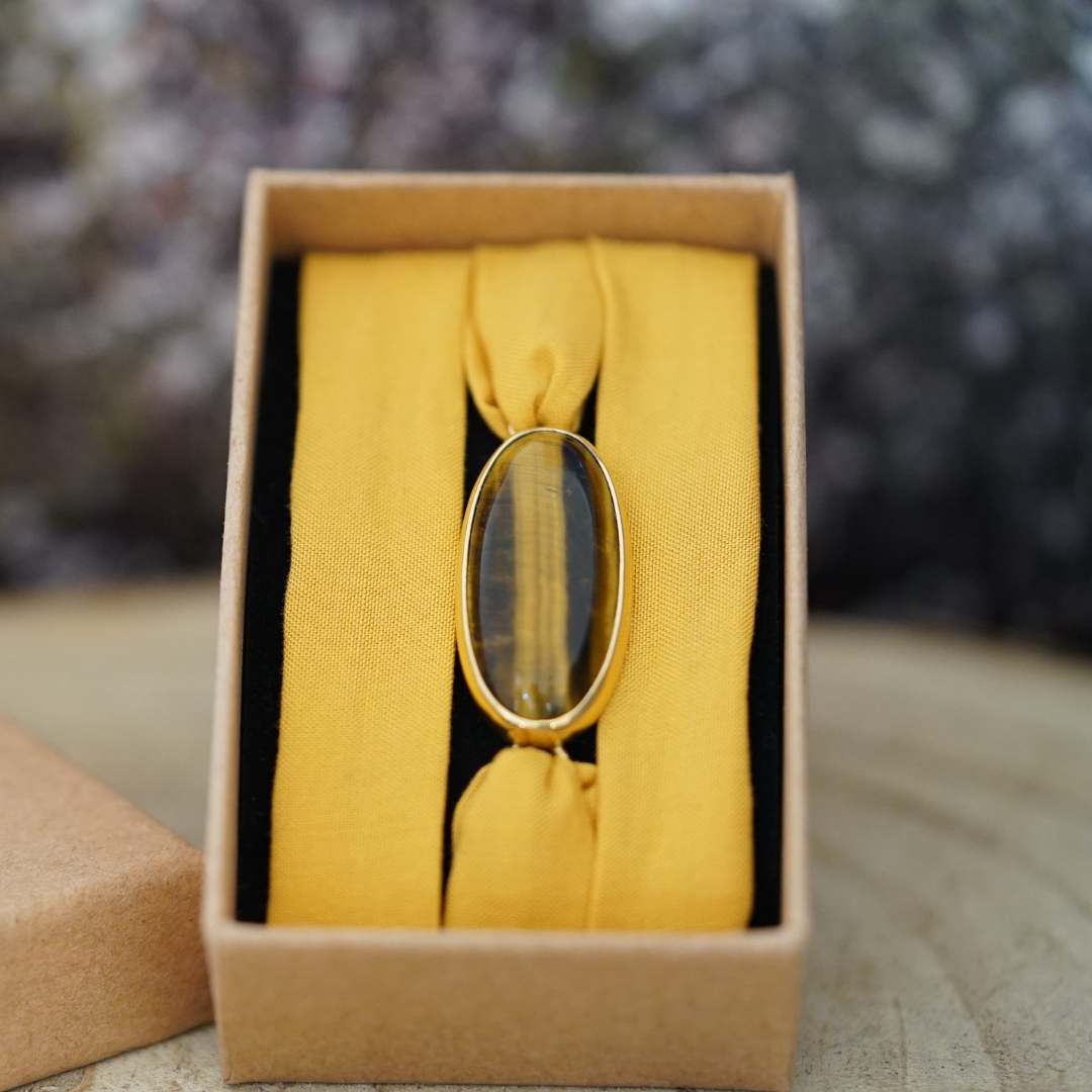 Maria Olho de Tigre — Pulseira Ajustável com Pedra Natural