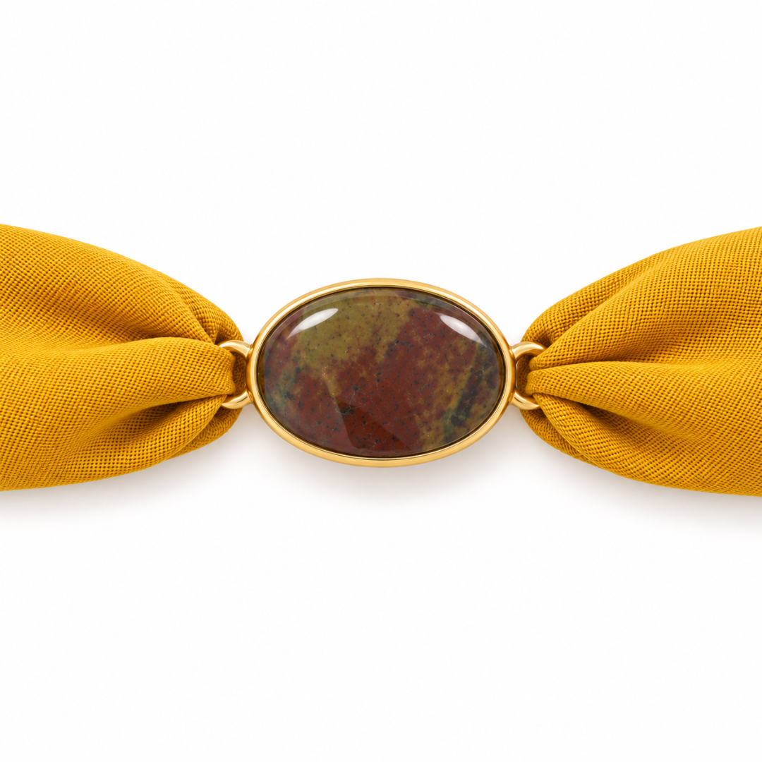 Maria Blood Stone — Pulseira Ajustável com Pedra Natural