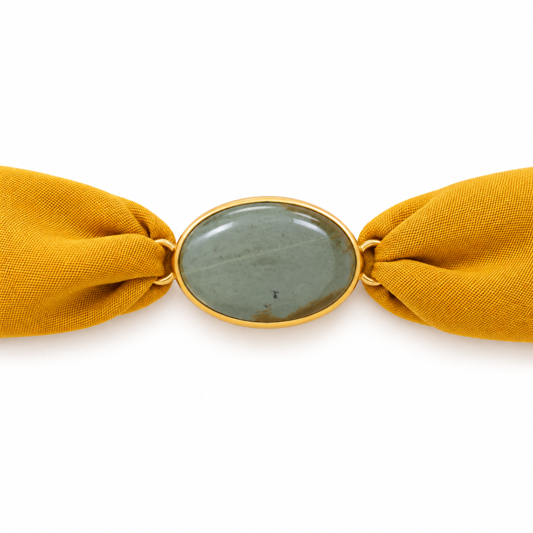 Maria Jaspe Deserto – Pulseira de tecido com pedra natural