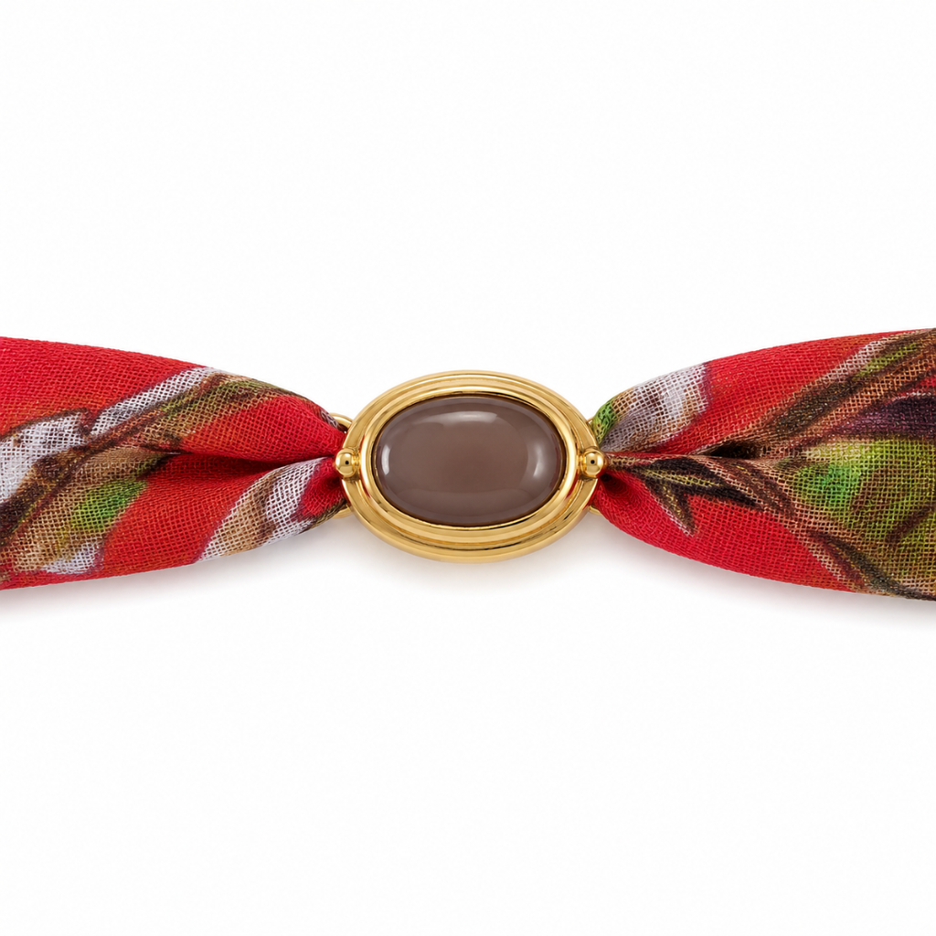 Maria Pedra da Lua | Pulseira em fita com Pedra Natural